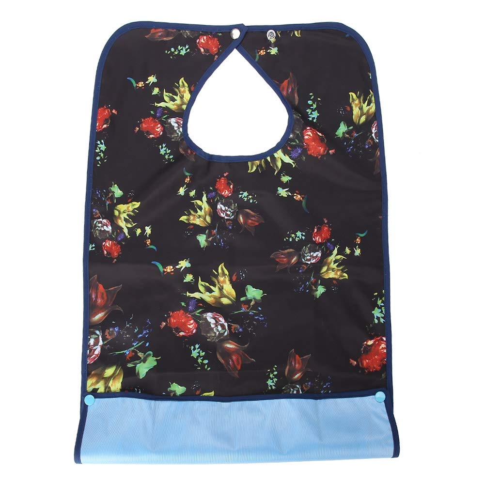 Adult Bibs For Men, Bibs For Men Adult Mealtime Bib Double Layer Elder Dinning Clothes Protector Bib For Adults For Eating Blue