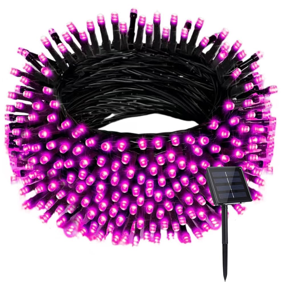 Luzes de hadas solares led, 22M 200LED luces de cadena de Navidad al aire libre, árbol impermeable y decoración del jardín para fiestas de vacaciones y bodas (rosa)