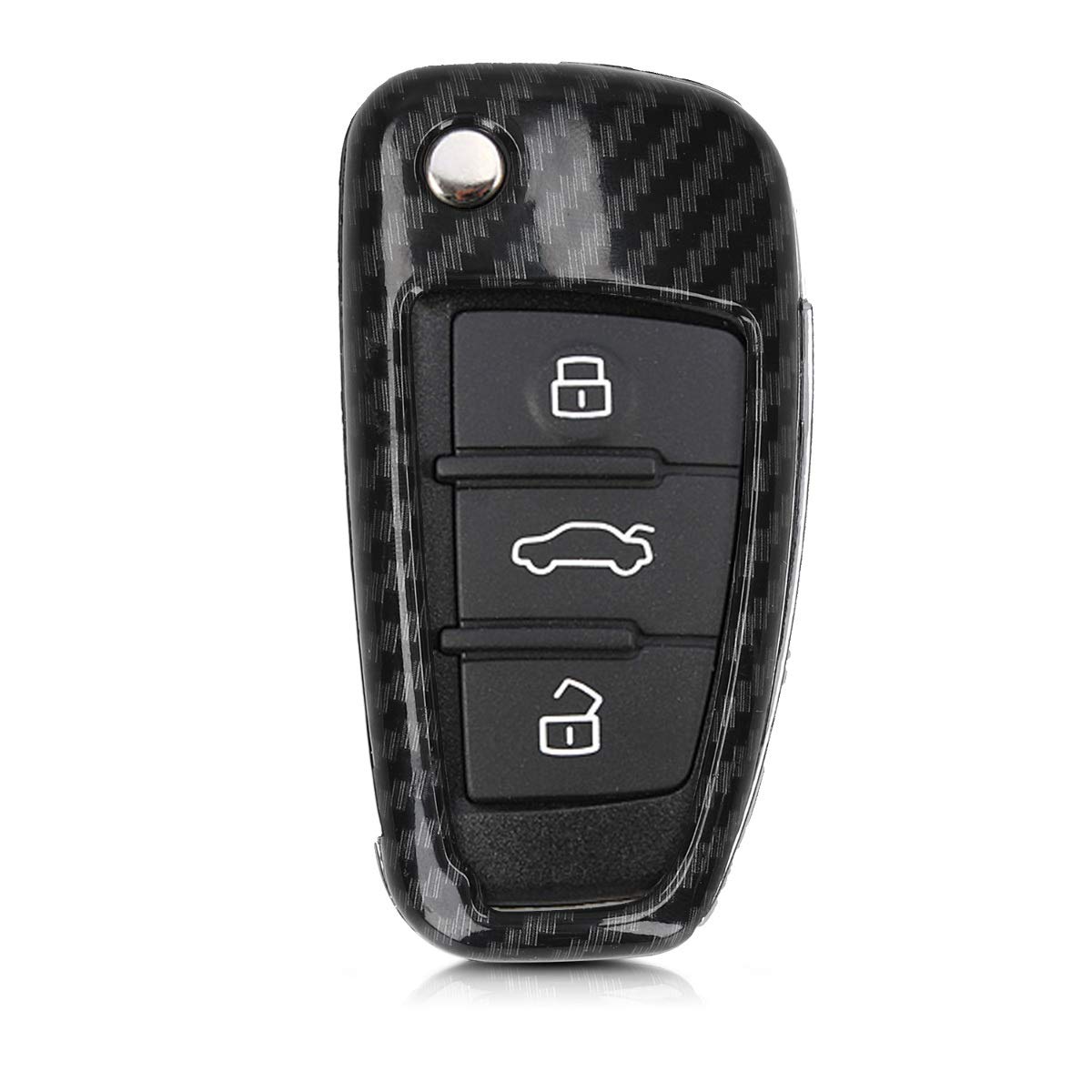 kwmobile Pokrowiec na kluczyki samochodowe kompatybilny z Audi 3 przyciskami Flip Key - twarda obudowa - czarny węglowy