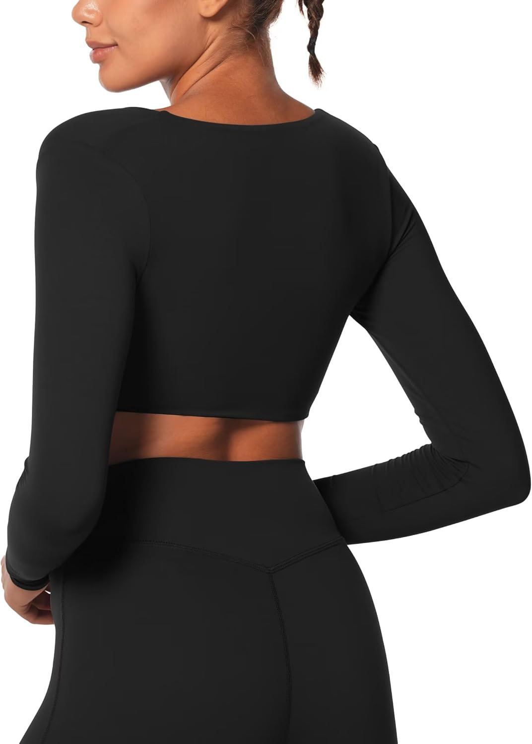 Sunzel Long Sleeve Workout Tops for Women Buttery Soft Deep V Twist Cropped Tops with Compression for Yoga Pilates Gym Outfit - Image 3