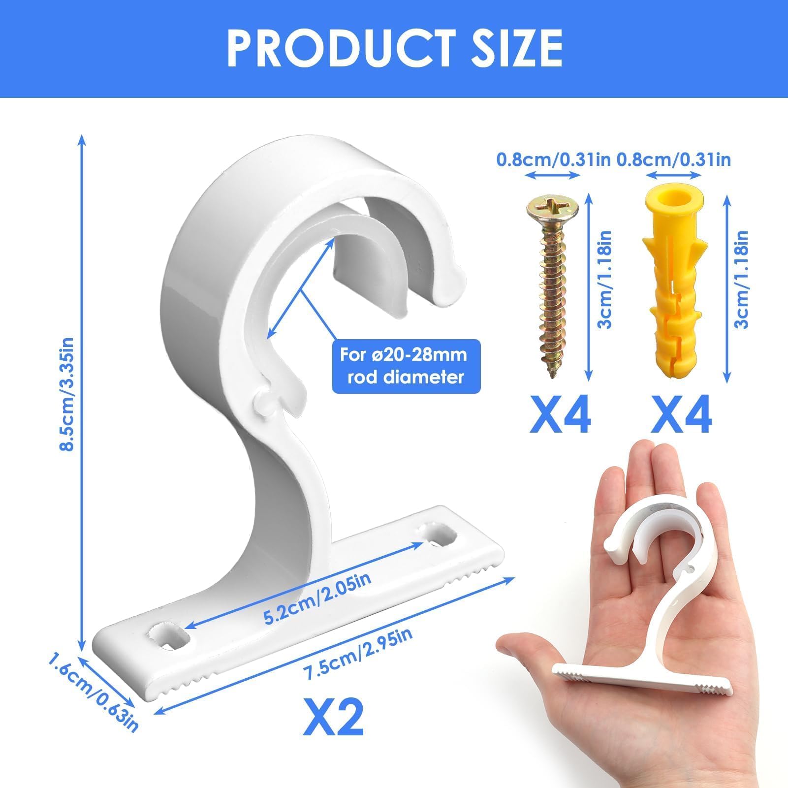 Pezzi Supporto per Bastone per Tenda Regolabile Bianco Supporti Murali Regolabili Supporto per Bastone per Tenda Compatibile con i bastoni per tenda | Leroy Merlin