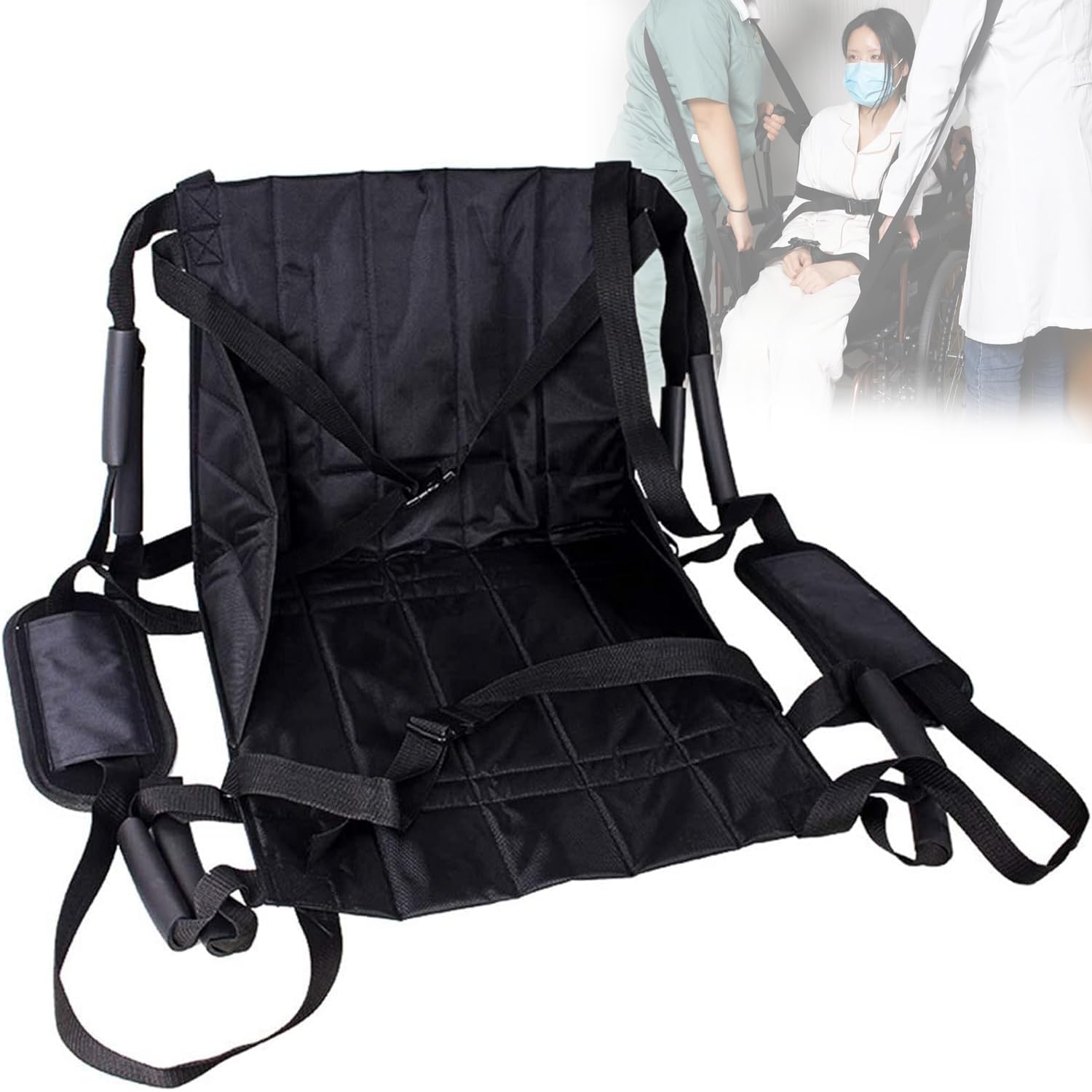 Cinturón de transferencia de elevación para pacientes, cinturón de transferencia de movilidad con 4 asas, correa ajustable, lavable y reutilizable, ideal para usuarios de sillas de ruedas, ancianos y