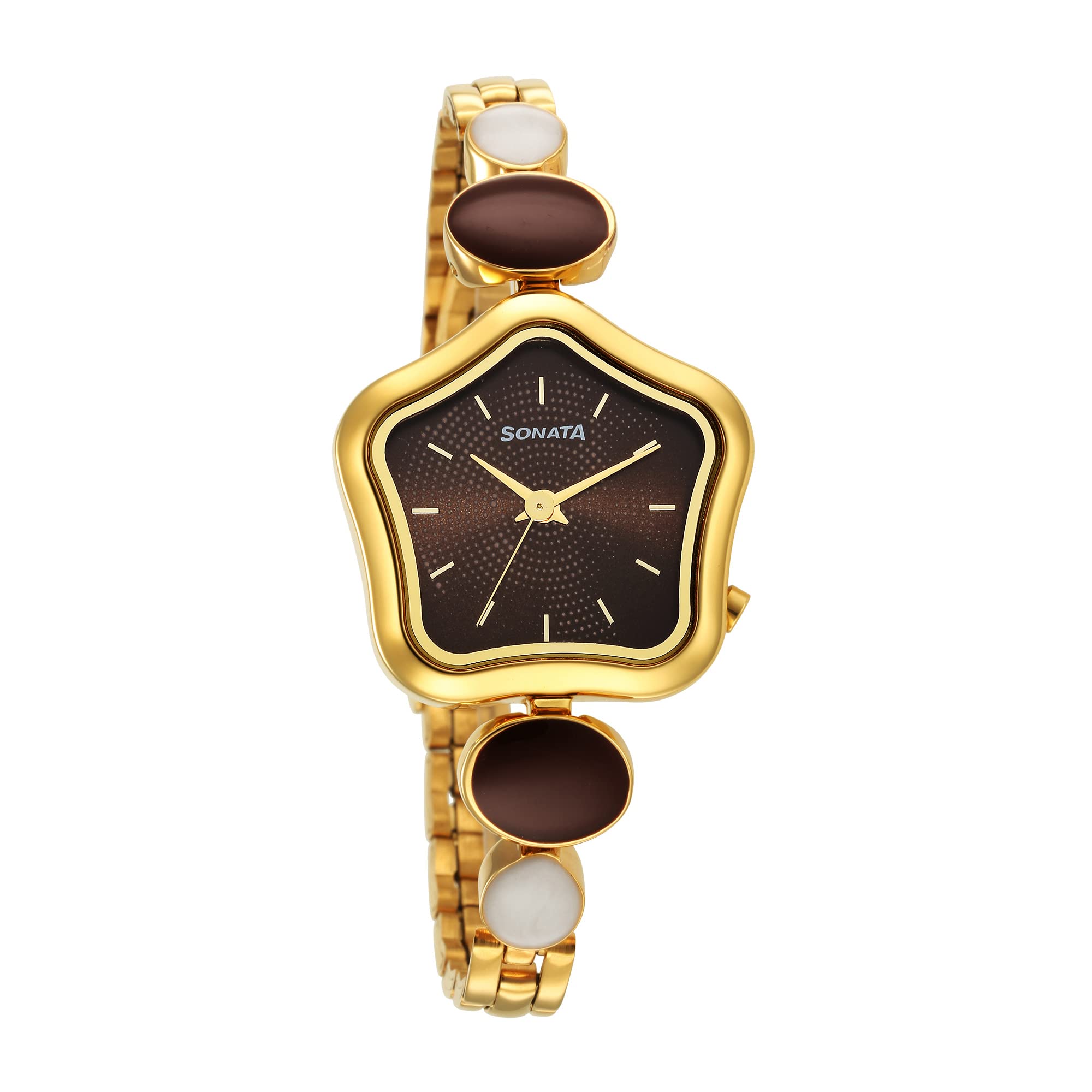 Sonata Utsav Brown Dial Yellow Bi Metal Strap Watch for Women-NS8185YM02 (B09ZPJP3NV) Amazon Price History, Amazon Price Tracker