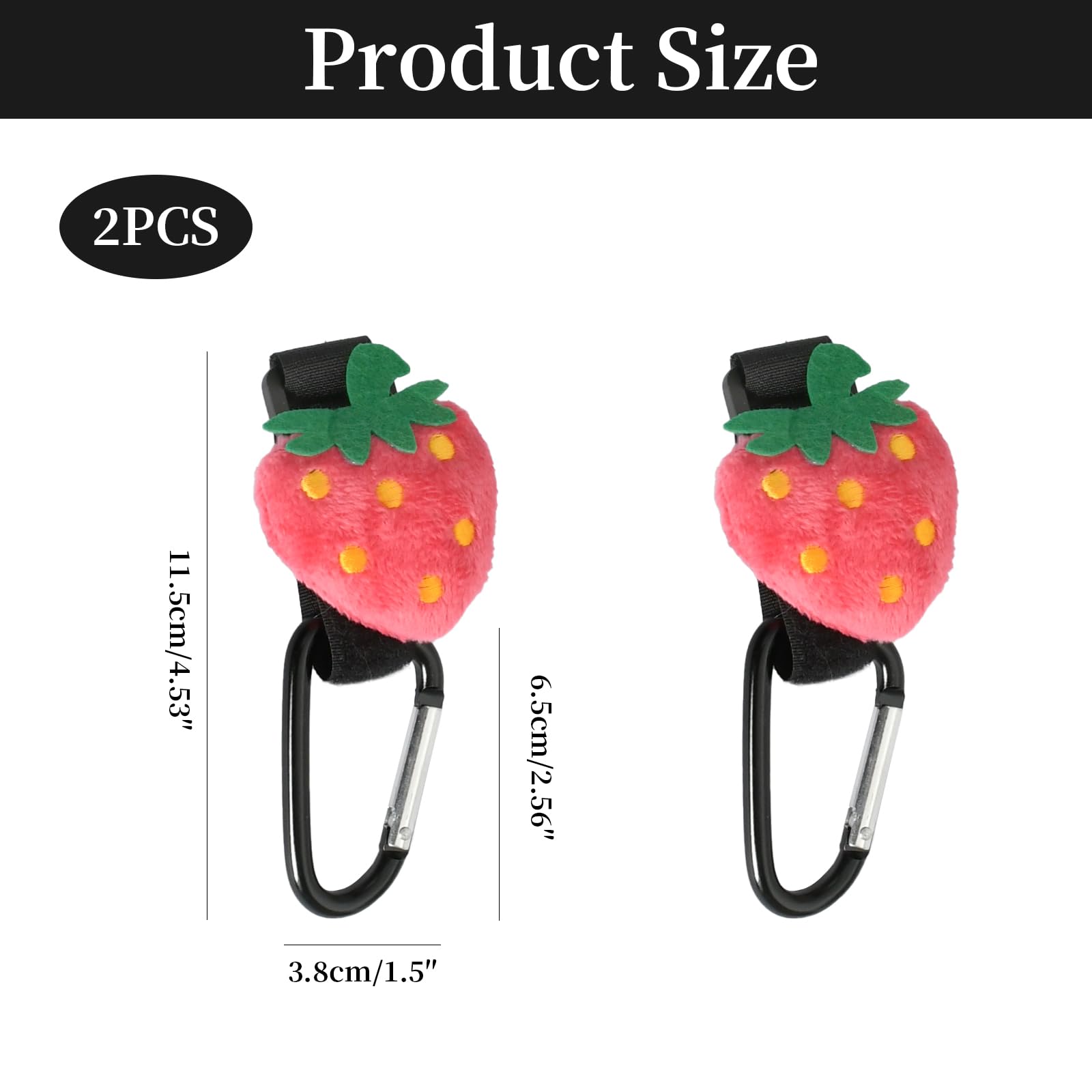 Rieoany 2 Pcs Buggy Clips Non-slip, Strawberry Adjustable Pram Clips, Reinforced Pram Hooks Anti-Shedding - Image 3