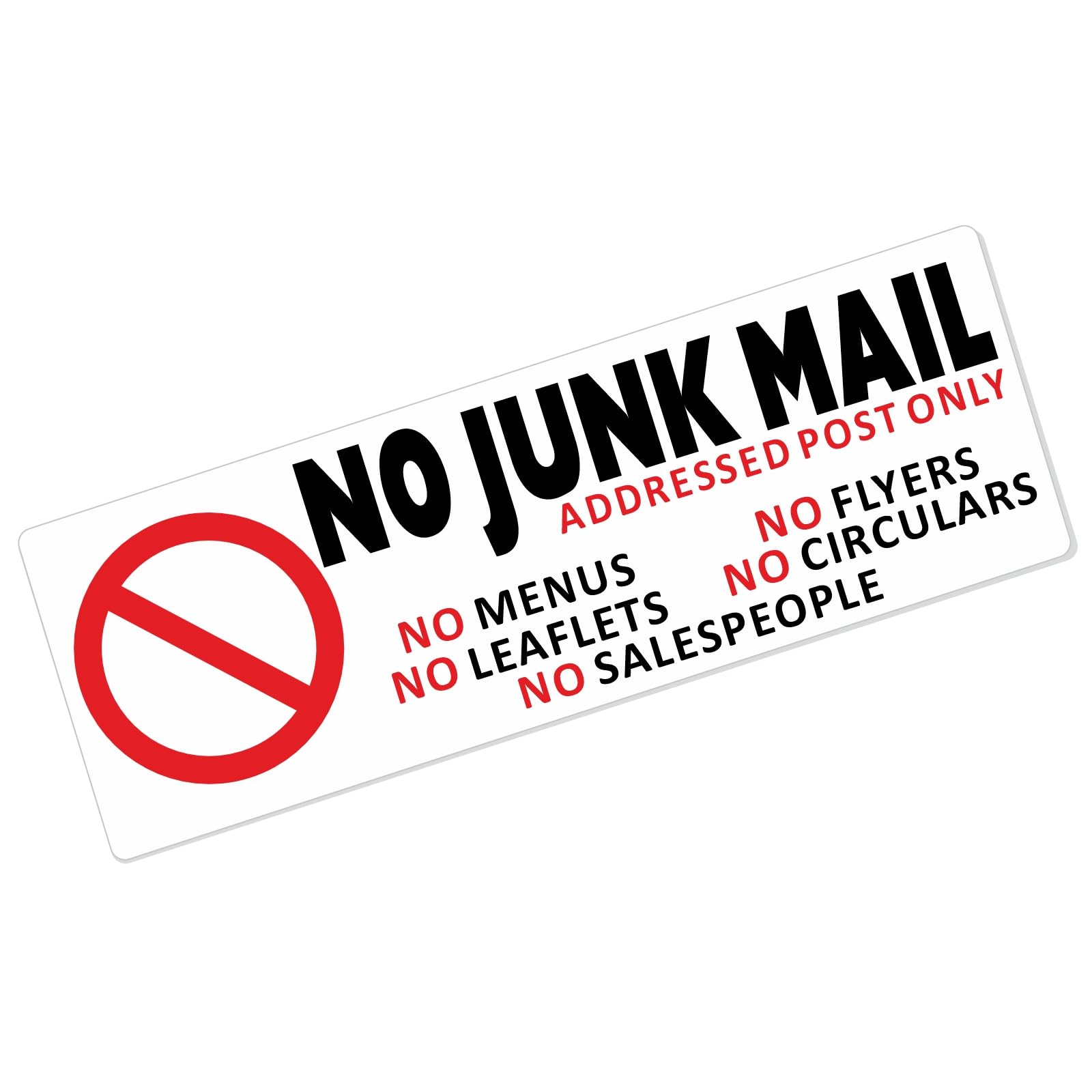 Robelli No Junk Mail/Leaflets/Menus/Flyers/Circulars Sticker Sign - 15 x 4.5 cm (1)