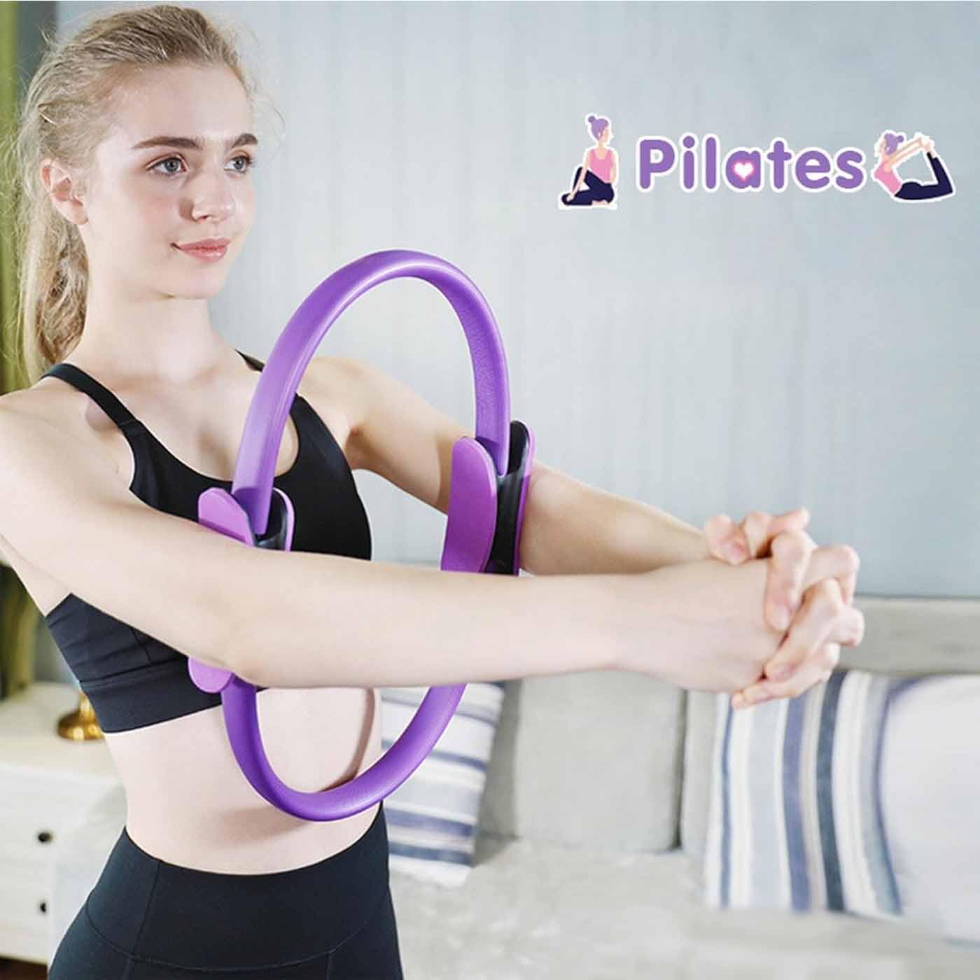 Pilates Set voor Thuis Pilates Essentiële Kit voor Vrouwen met Pilates Bal 25 cm Pilates Ring Yoga Riem 2 Pilates Weerstandsbanden Pilates Accessoires Set Thuis Pilates Kit Gymnastiek Pilates
