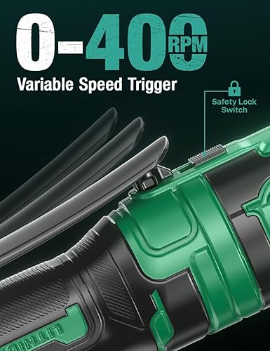 Miniatura 7 de KIMO Juego de llave de trinquete inalámbrica de 20 V, 38, 74 pieslibras 400 RPM, llave de trinquete eléctrica, llave de trinquete con batería con 7