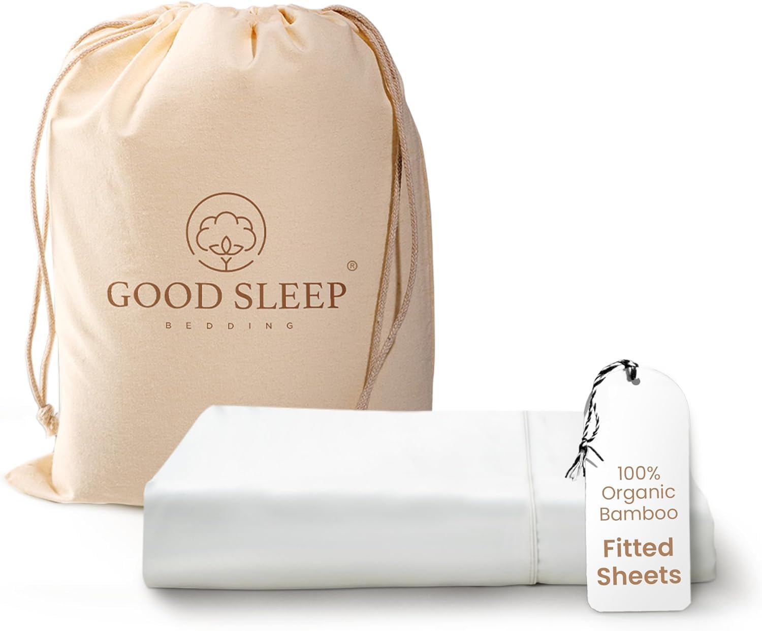 Good Sleep BeddingFitted Sheets - 100% Viscose Derived from Bamboo, Silky Soft King Size, 41cm Deep Fitted Sheet - White