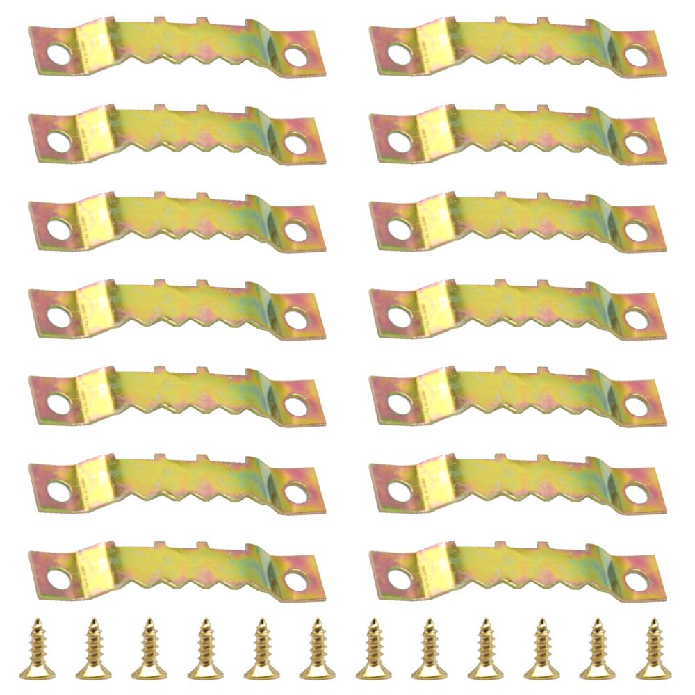 Ruidee 100 PCS Sawtooth Picture Frame Hangers Picture Frames Holder Hooks Double Hole with Screws Wall Hooks for Hanging Art Photo ,Painting ,Home Decoration(Colored Gold/JC)