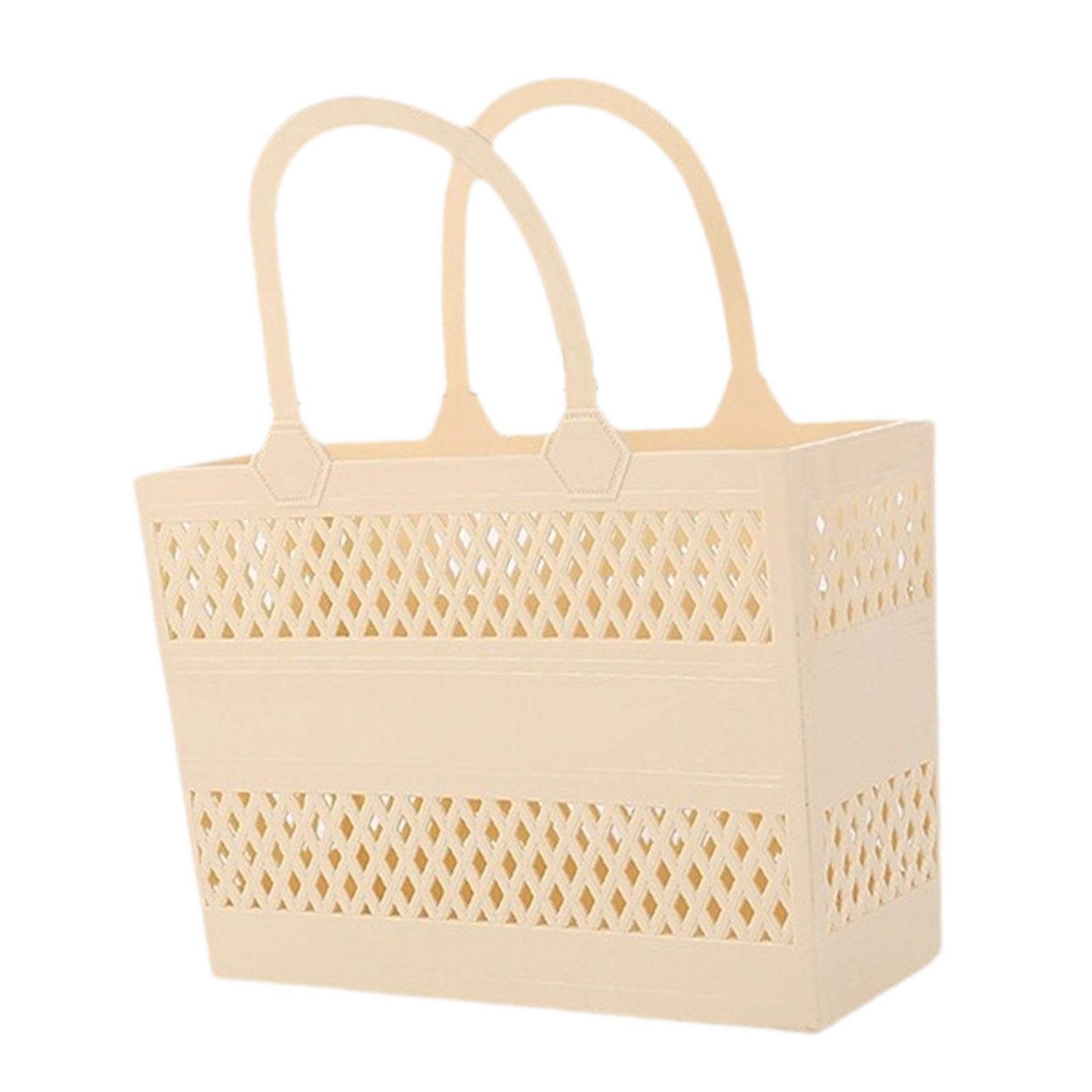 PUXZYAX Compact Shower Organizer Large Capacity Lightweight And Durable For Bathing Essentials For Storing Shower Supplies. Cleaning Supplies Products Basket, Beige, 29x12x20cm