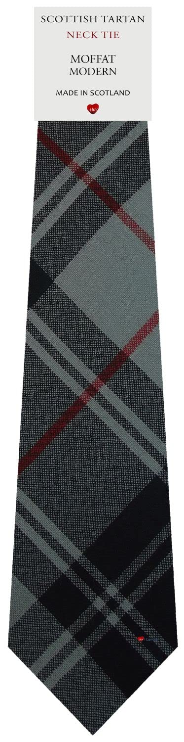 I LUV LTD Mens All Wool Tie Woven And Made in Scotland in Moffat Modern Tartan