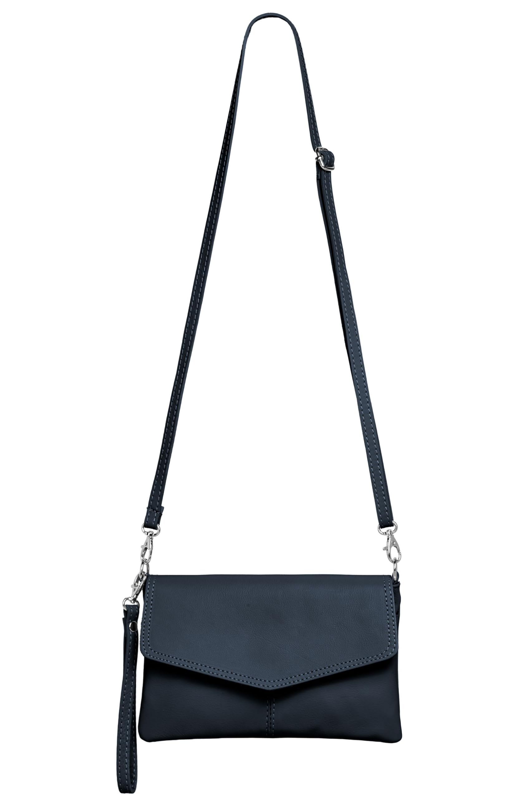 Caspar Elegante Leder Clutch Abendtasche aus samtweichem Nappaleder Damen Umhängetasche - PREMIUM LINE - Modell No.322 - Made in Italy