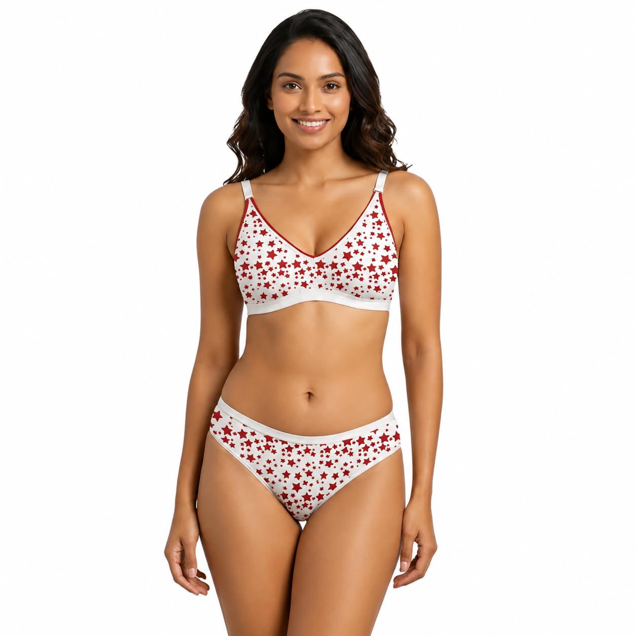 Women's Cotton Rich Printed Bra Panty Set | Full Coverage Wire Free Non Padded Lingerie Set | Soft Breathable Adjustable Strap Everyday Comfort Innerwear for Women & Girls-picture-33