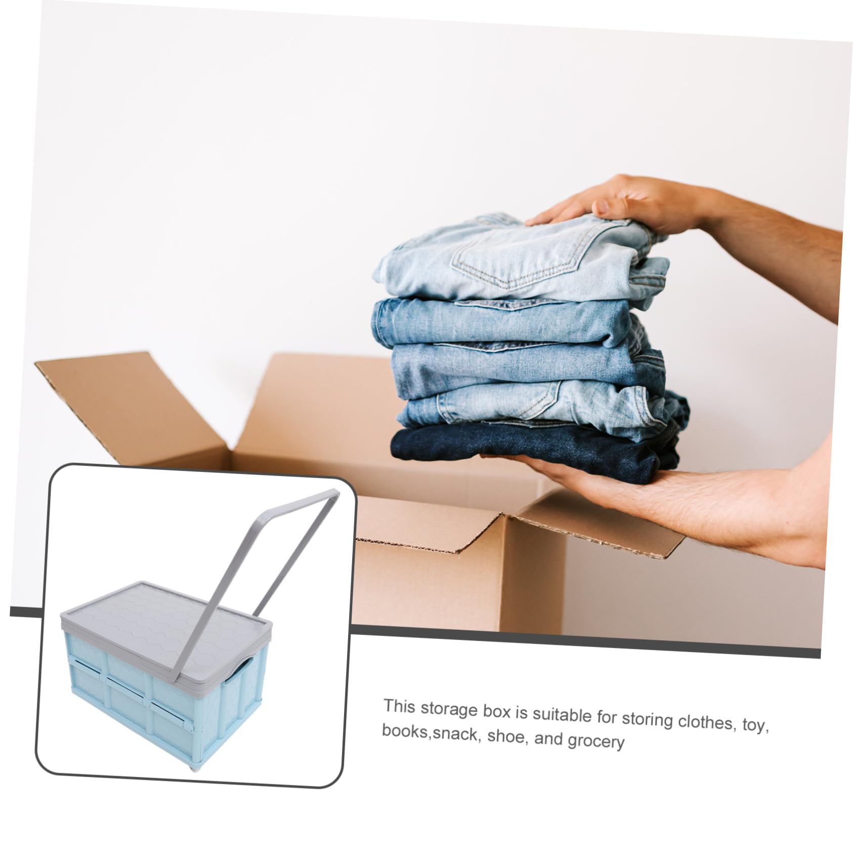 Anneome Caja de Almacenamiento de Plástico Azul y Apilable con Ruedas Gran Capacidad para Organizar Juguetes y Comestibles en Armarios o Uso Exterior