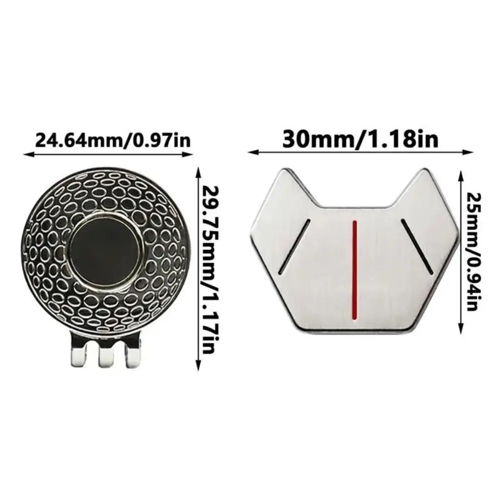 Golfballmarker Hutclip 10 stücke Golf Ausrüstung Zink-Legierung Hut Clip Ball Marker Magnetische Kleine Schwarz/Silber Alle-Tragbare Traning