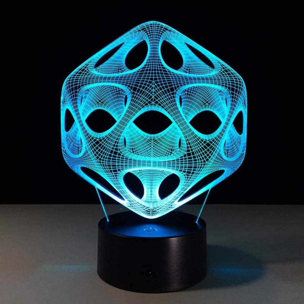 Veilleuse visuelle 3D, 7 couleurs changeantes avec interrupteur tactile, lampe de table