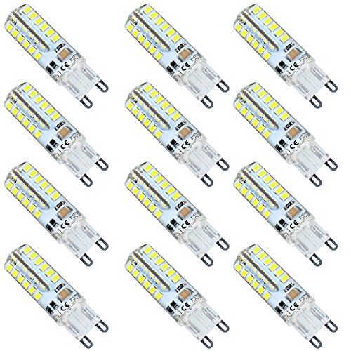 Lot de 12 ampoules LED G9 3,5 W 320 lm 48 x SMD 2835 Blanc froid 6000 K Angle d'éclairage 360° Remplace les ampoules halogènes 35 W Cover