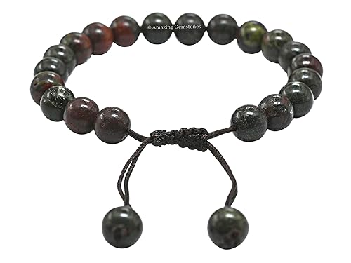 Miniatura 7 de Dragon Bloodstone Bracelet for Women Men's Gifts - Protection Healing Crystal Bracelet - 8mm Gemstone Beaded Adjustable Bracelet Pulseras Para