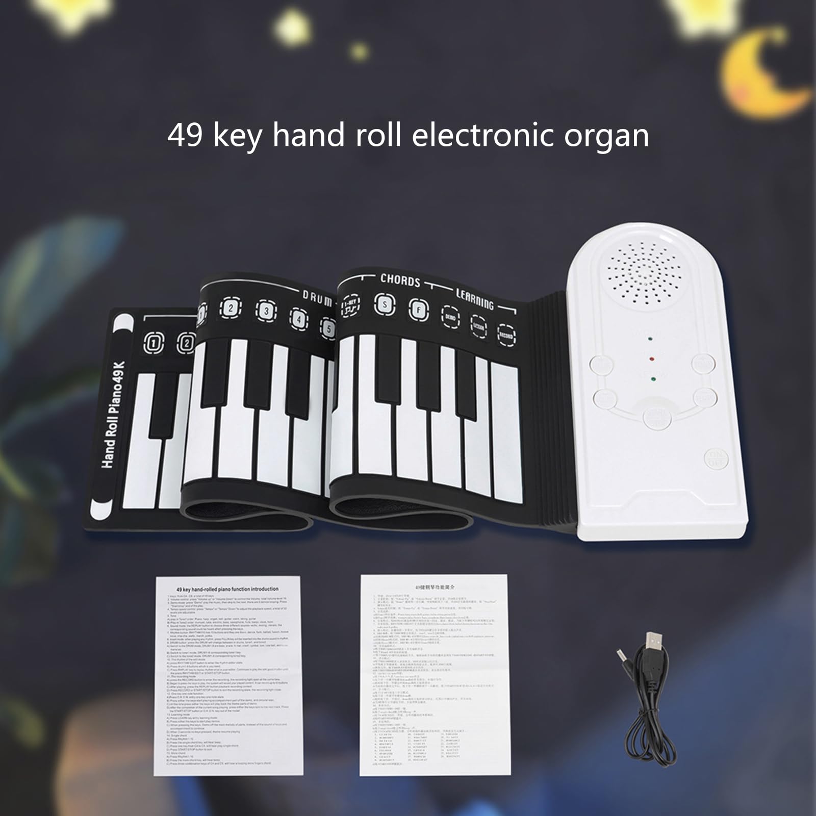 Multifunktionales 49 Klavier, faltbar, tragbar, elektronisches Musikinstrument für Anfänger, Kinder, Erwachsene, faltbar, tragbar, elektronisch