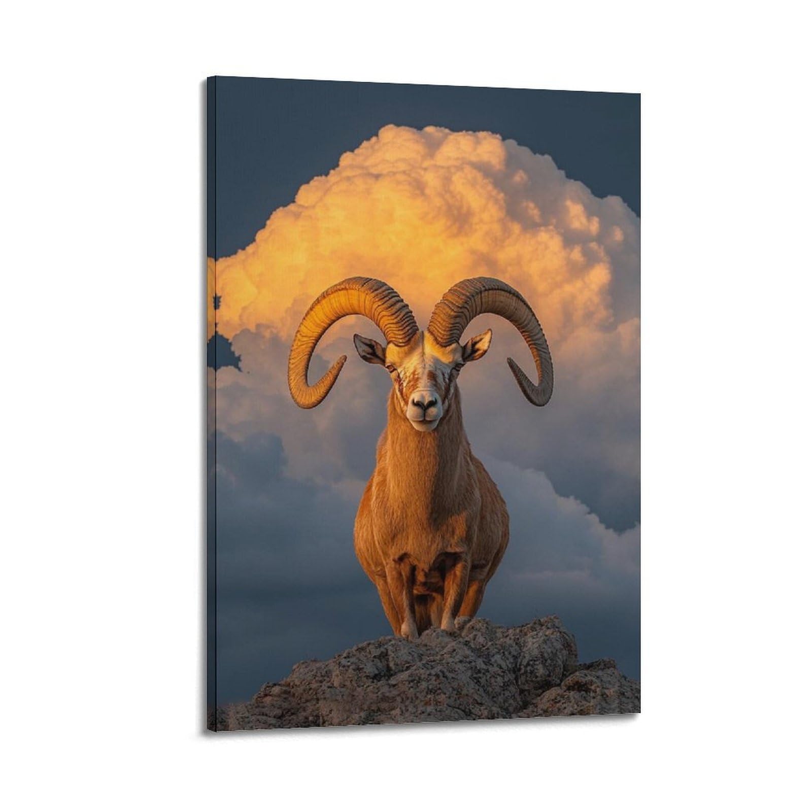 XKUGA Serene Zen Nature Urial Big Horn Sheep Poster Modern Decorative Canvas Prints - Ideal Wall Art for Family, Man Cave, Game Room, Boys & Girls Bedroom 24x36inch(60x90cm)
