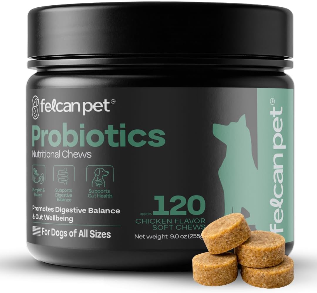 Probiotics For Dogs Soft Chews With Pumpkin, Papaya & Prebiotic Inulin – Dog Probiotic With 6-Strain Blend – Supports Dog Digestive Balance – Gut Health For Dogs – Chicken Flavor, 120 Chews