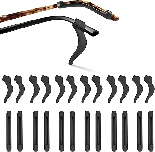 S22A+TT05 - Ganchos antideslizantes de lentes para las orejas, puntas de sienes de silicona, para lentes de sol y anteojos de lectura, 12 pares