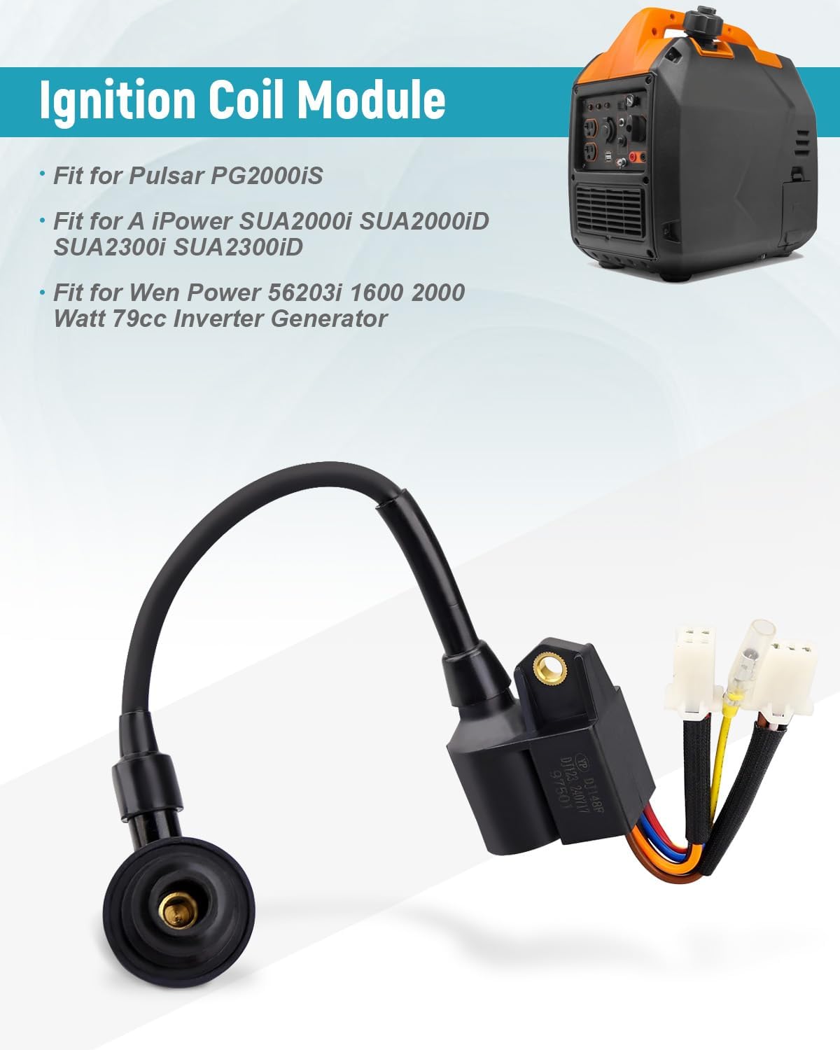 Ignition Coil Module Fit for Pulsar PG2000iS, for A iPower SUA2000i SUA2000iD SUA2300i SUA2300iD invertor generator, for WenPower 56203i 1600 2000 Watt Inverter 79cc Inverter Generator