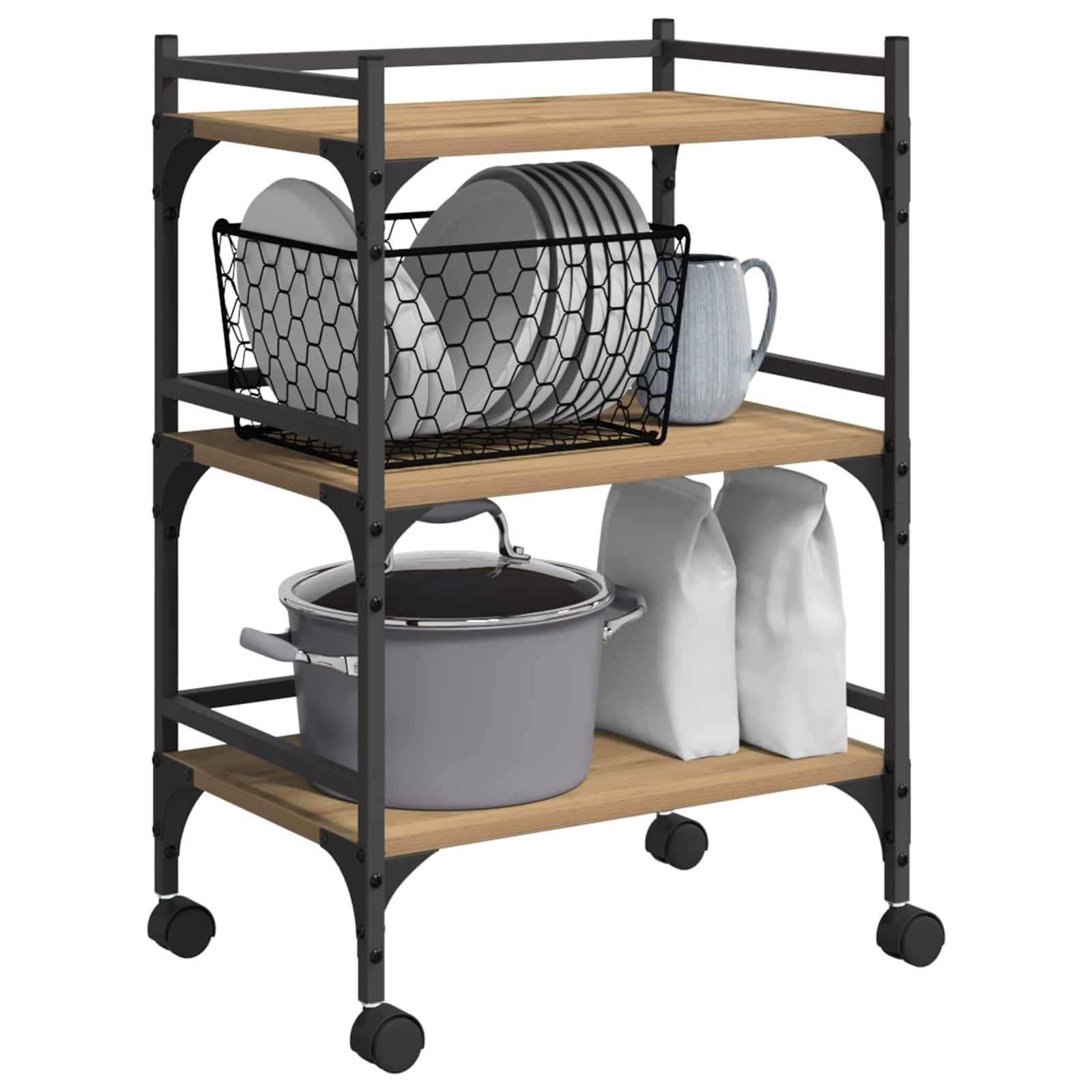 Vidaxl Kitchen Trolley Artisan Oak 50 X 35 X 75.5 Cm Engineered Wood