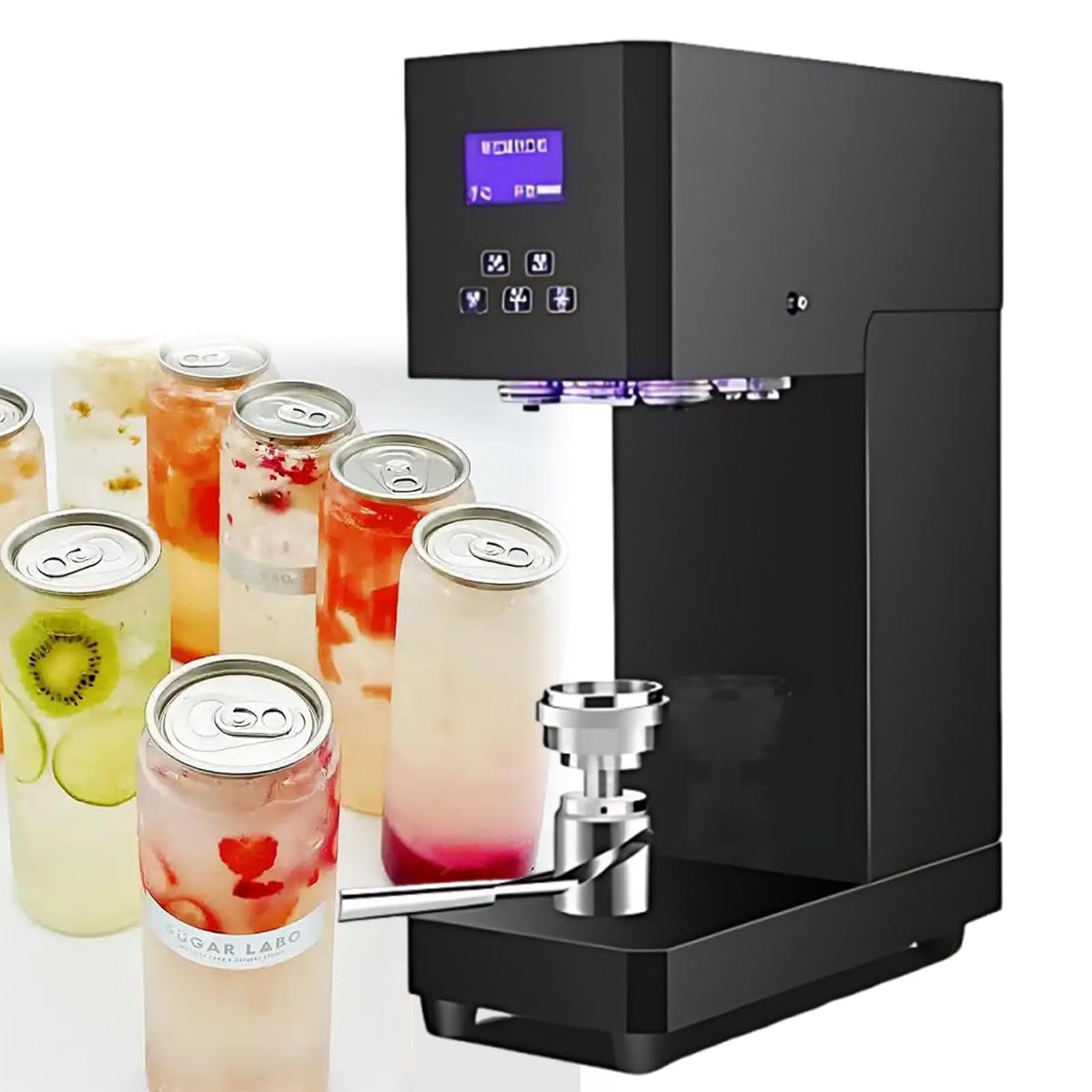 MIAOXIAOLONG Semi-Auto Commercial Soda Cans Sealer, 4-6 Second Speed Black