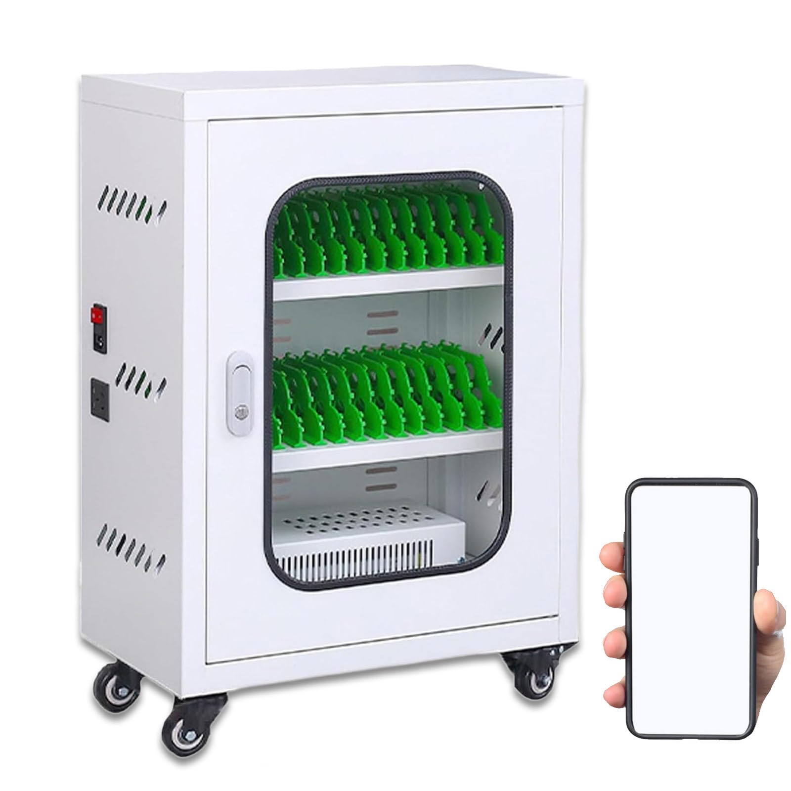 GTHTUHFD Rechargeable Mobile Phone Charging Station With Universal Wheels And Usb Ports For Multiple Devices,30slots