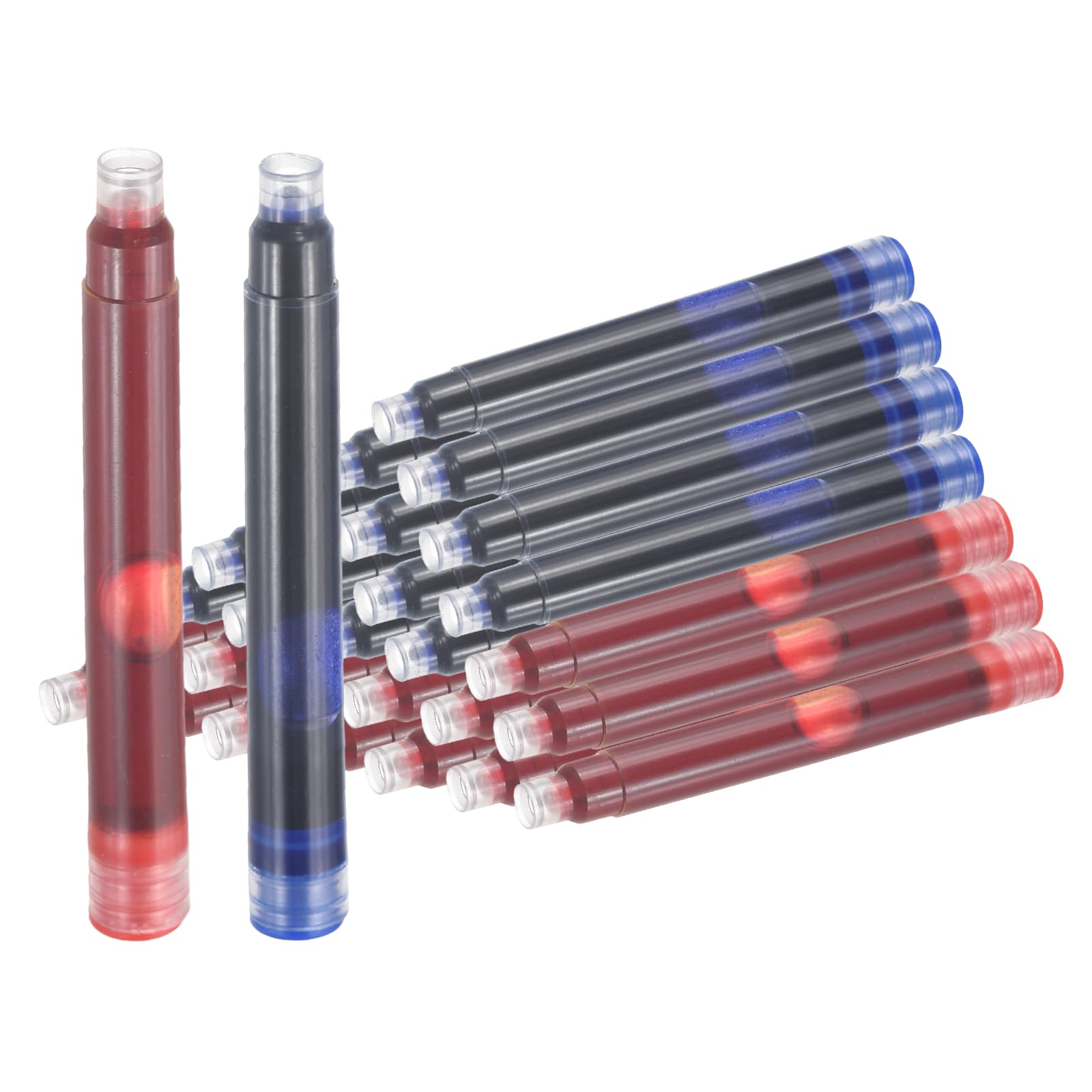 PATIKIL 30Pcs Fountain Pen Ink Refills 2.6mm Bore Diameter Red/Blue Ink Cartridges International Stand Refill Cartridges for Pen Writing Business