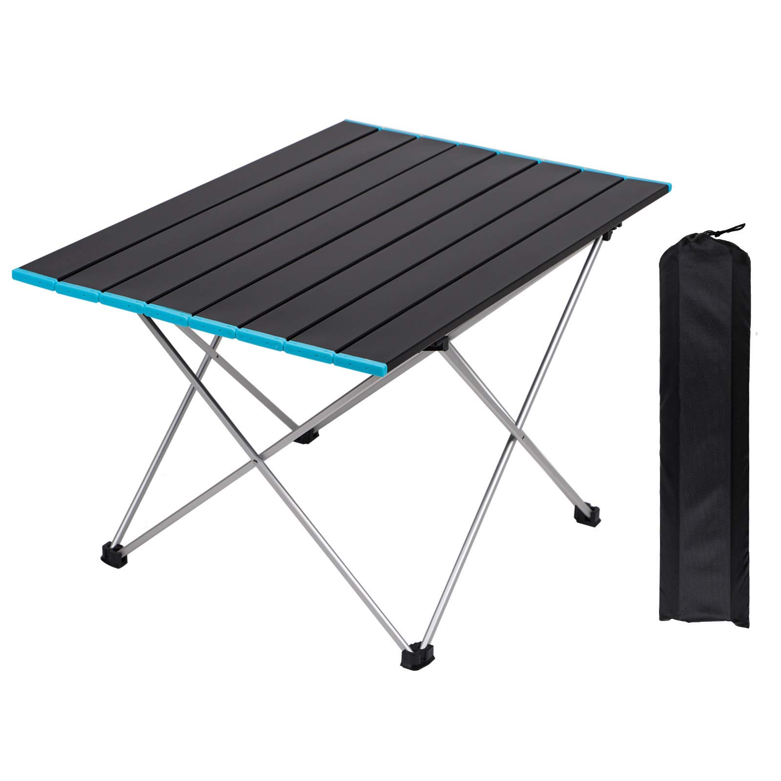 HYGRAD Camping Rolltisch – 120 Cm Klappbar, Leicht, Mit Tragetasche, Holzoptik