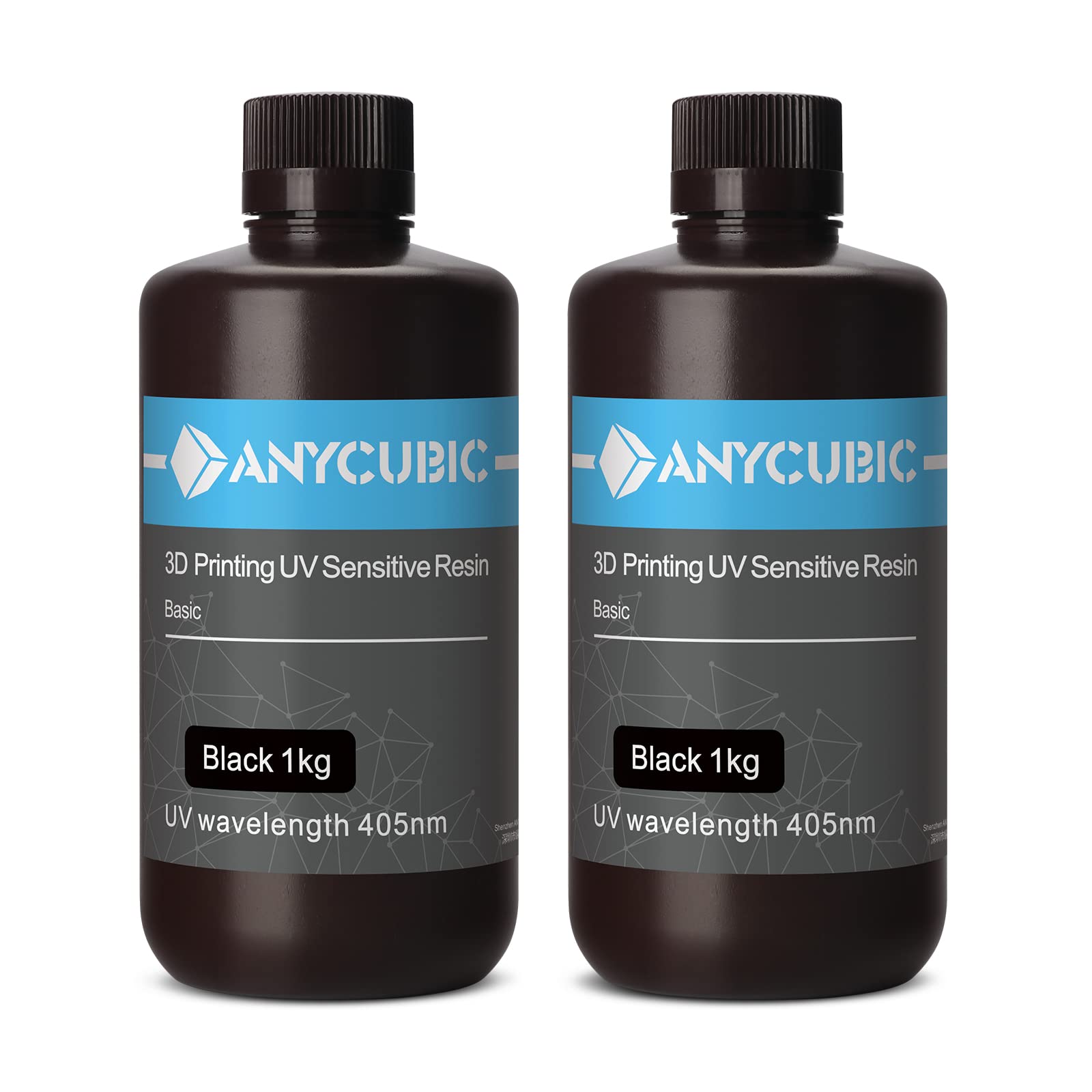 ANYCUBIC 3D Printer Resin, SLA 405nm UV Curing Resin, High Accuracy and Fast Photopolymer for 3D Printing LCD/DLP/SLA (Black+Black, 2kg)