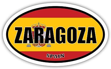 Zaragoza Spain Flag Oval Decal Vinyl Bumper Sticker 3x5 inches