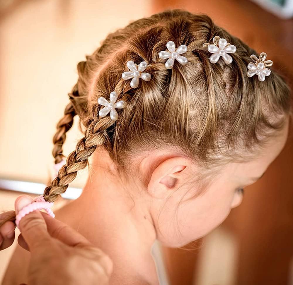 JB ONLINE HUB PACK OF 10 Royal Pearl Bloom Hair Clips for Girls & Women – Handcrafted Floral Pearl Hair Pins for Braids, Bun & Ponytail Hairstyles 4