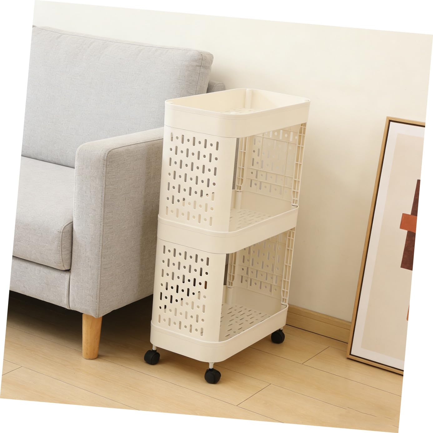 Scaffale Portaoggetti Ruote in Plastica Stabile, Carrello Organizer per Bagno, Cucina e Camera da Letto, Mensola Multistrato per Snack, Libri e Giocattoli, Contenitore Multifunzione la Casa