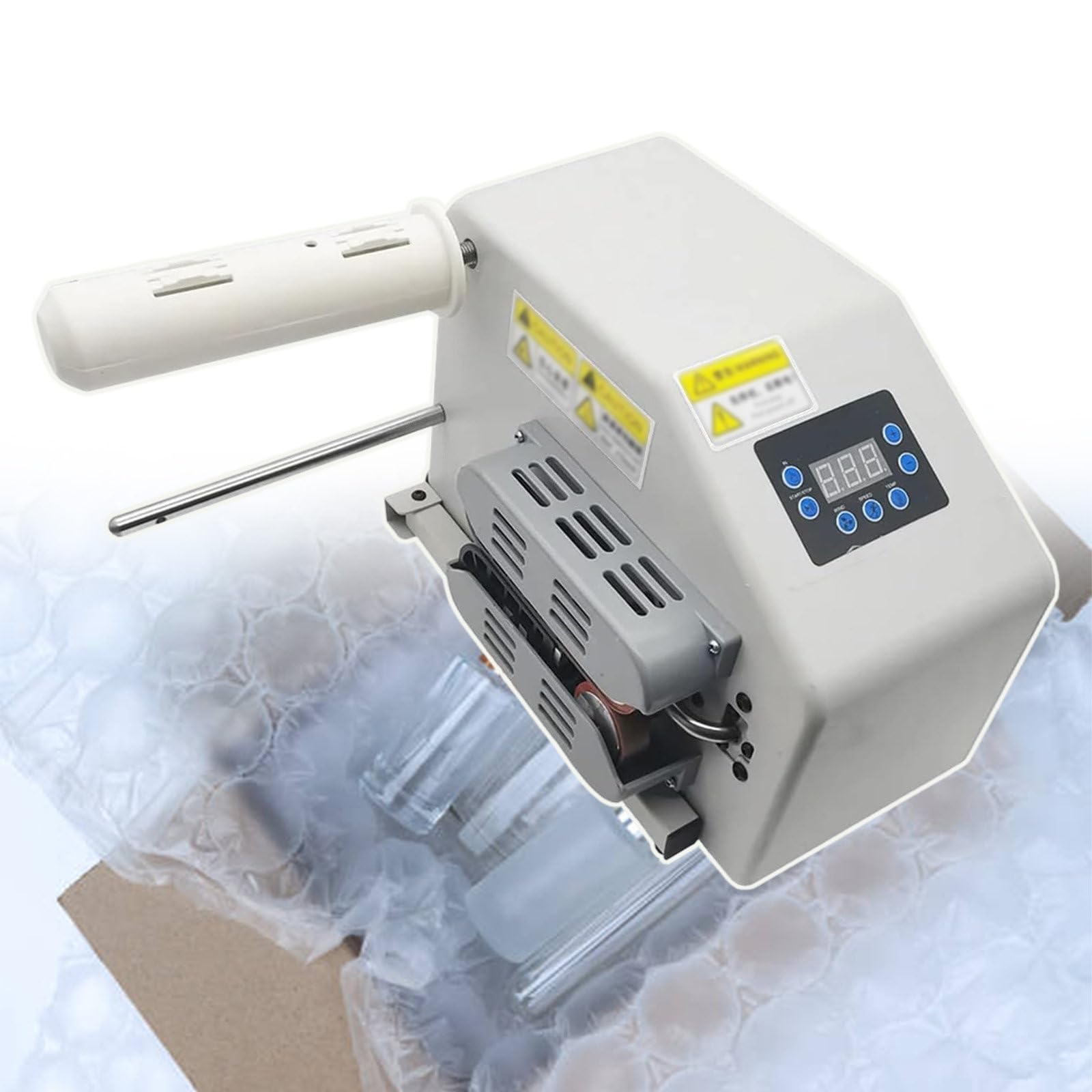 Machine à coussin d'air tampon QXIWAOE 200 W vitesse de gonflage 16 m/min blanche machine d'emballage protection fragile