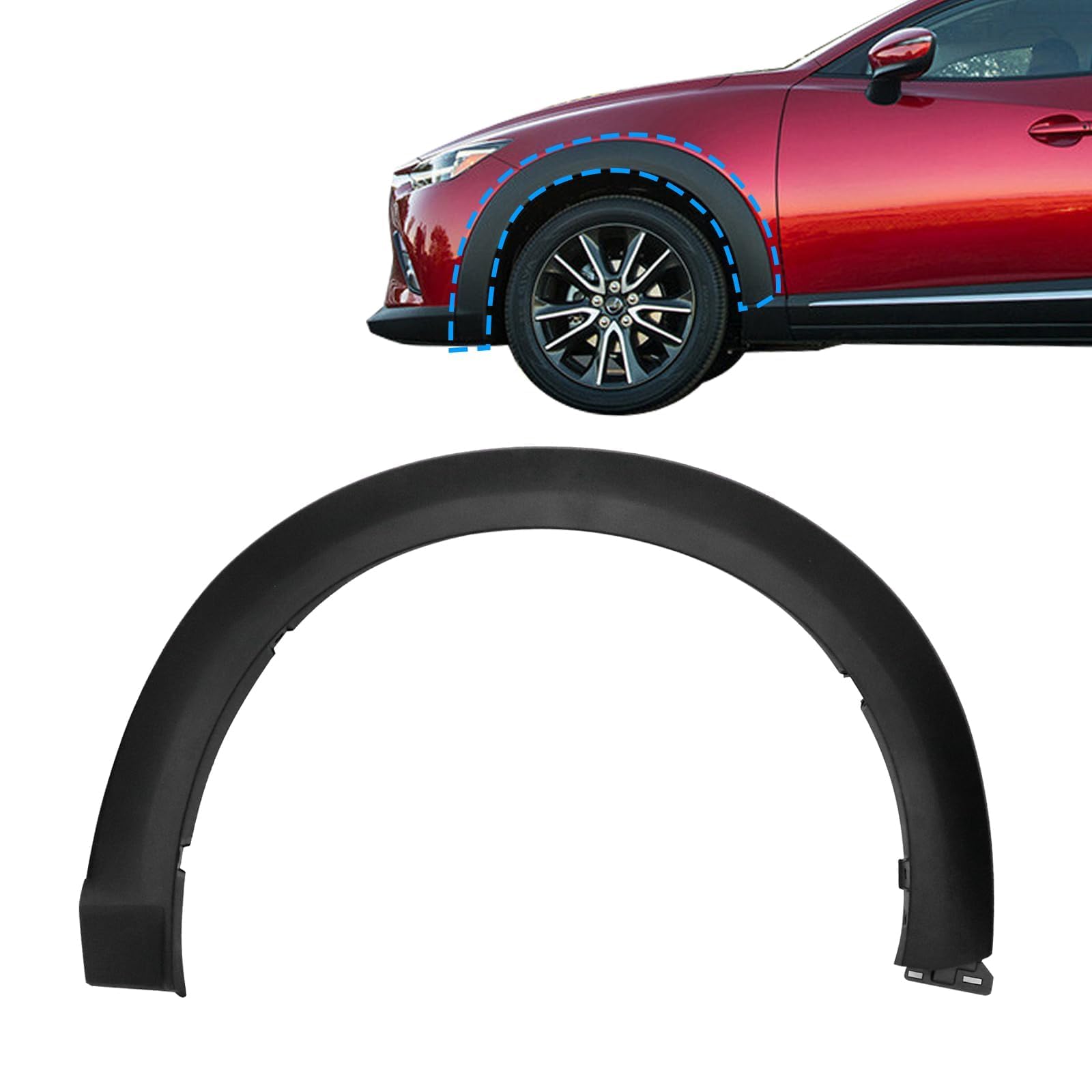 Moldura de guardabarros Sekeseauto para el lado del conductor delantero, compatible con Mazda CX-3 2016-2022 2.0L l4, reemplazo MA1290104 D10E51W30C, moldura de arco de guardabarros de rueda delantera