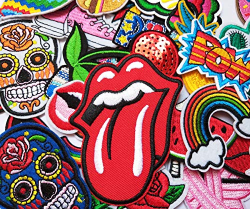 CZorange 32pcs Embroidered Patch Sew On/Iron On Patches Applique Accessories Assorted Size Decoration Patches for DIY Jeans Jacket Clothing Handbag Shoes Caps