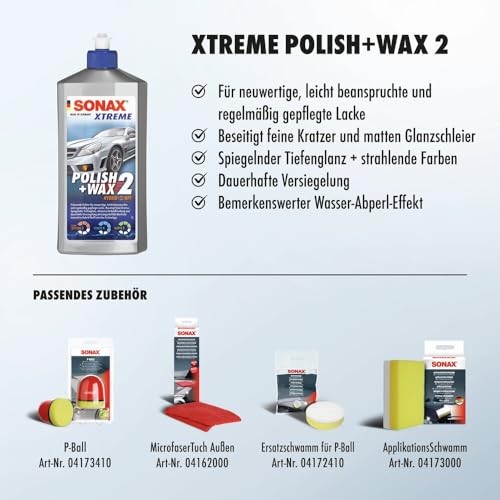 SONAX XTREME Polish+Wax 2 Hybrid NPT (500 ml) schonende Politur mit mittlerer Wirkung für...