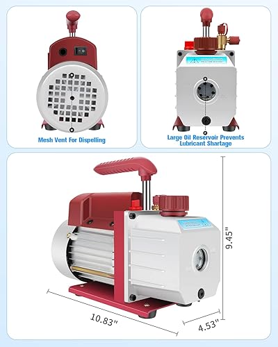 Miniatura 3 de Bomba de vacío 110V 4.5 CFM 13HP con manómetro colector y detector de fugas Set para AC HVAC Auto Repair R410a R134 con aceite