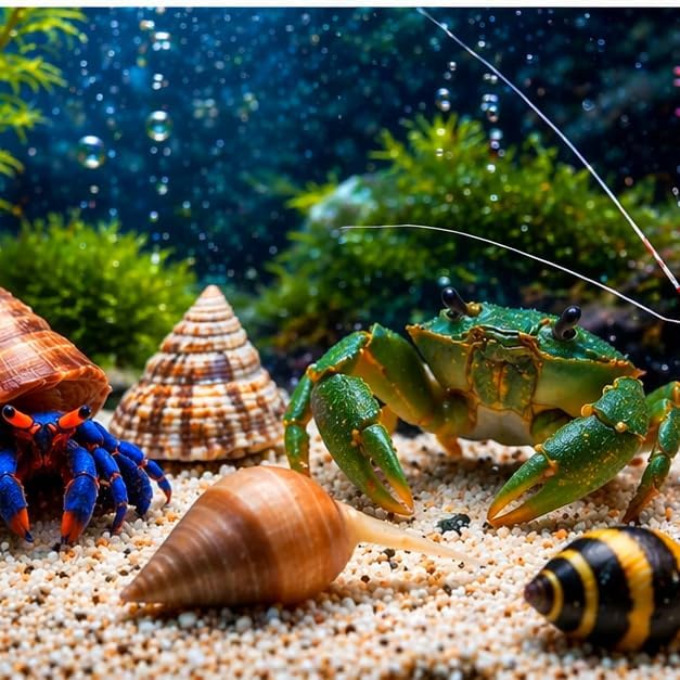 Clean Up Crew Pack Live Coral Reef Tank for Saltwater Aquarium Astrea Trochus Nassarius Cerith Snails Hermit Crab Peppermint Shrimp Combo, for Tanks up to 100 Gallons (38 Animals) Marine Invertebrates