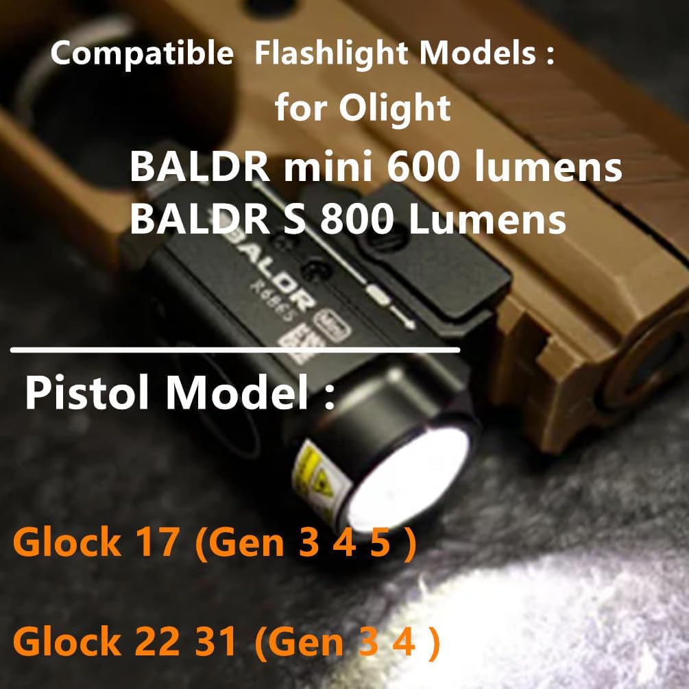 Kydex IWB Holster for Glock 17, 19, 45, Taurus G2C, G3C, G3, w/Olight Baldr S, Baldr Mini Tactical Flashlight, Concealed Carry
