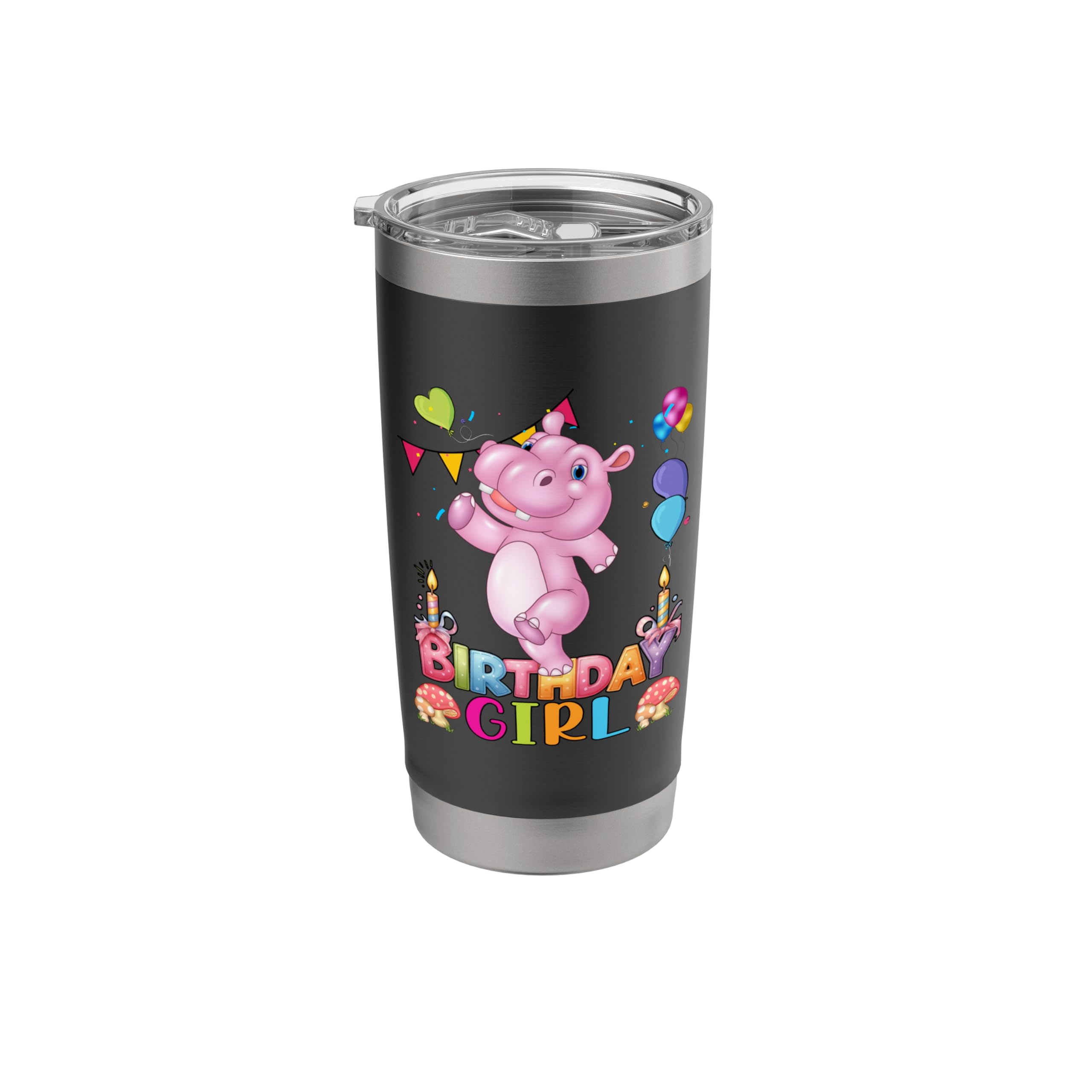 It's My Birthday Hippo for Girls Hippo Birthday Girl Stainless Steel Insulated Tumbler