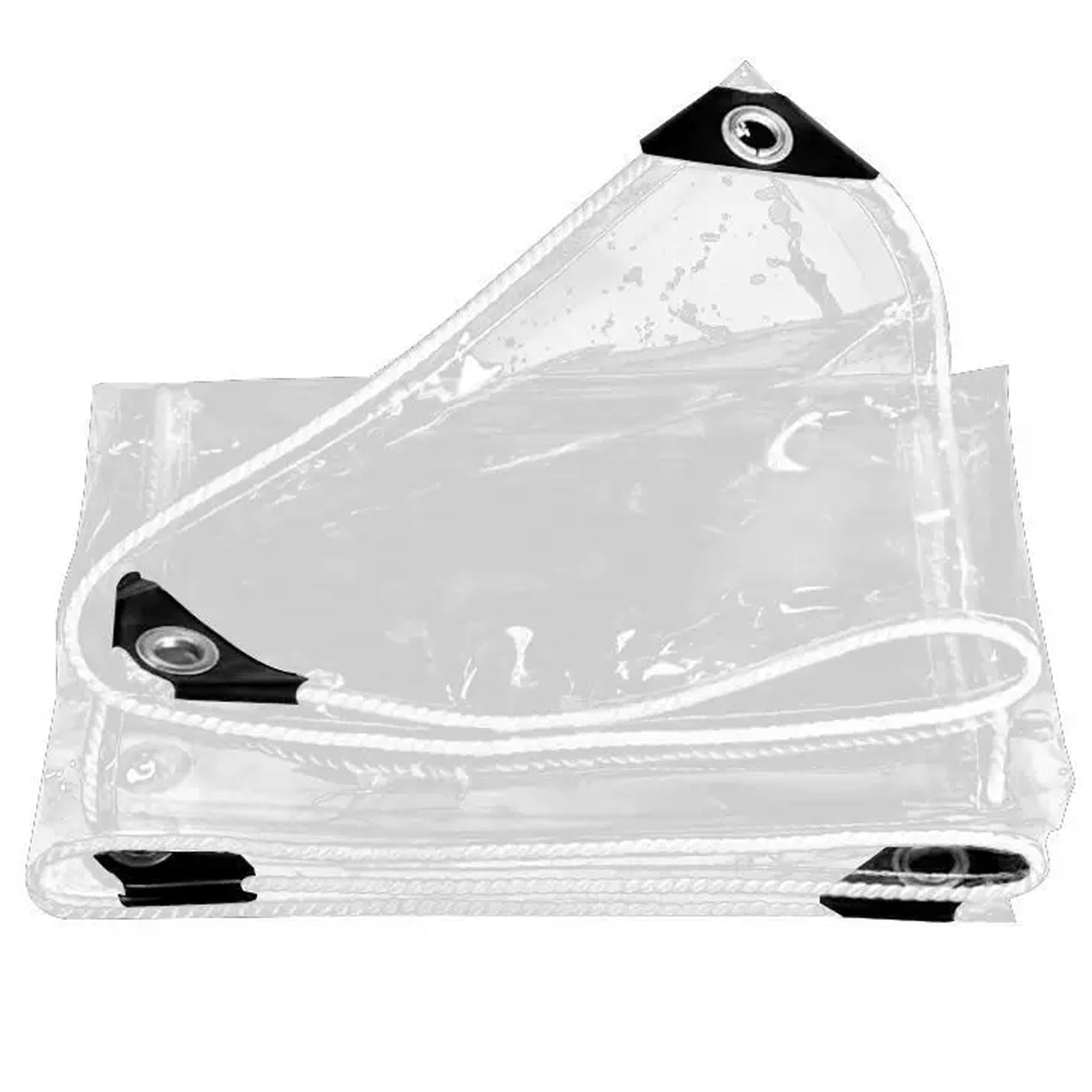 Clear PVC Tarp with Metal Grommets, Transparent Waterproof Cover for Gazebo, Patio Enclosure, Greenhouse, Outdoor Furniture, Plants and Storage Areas (10x15m)