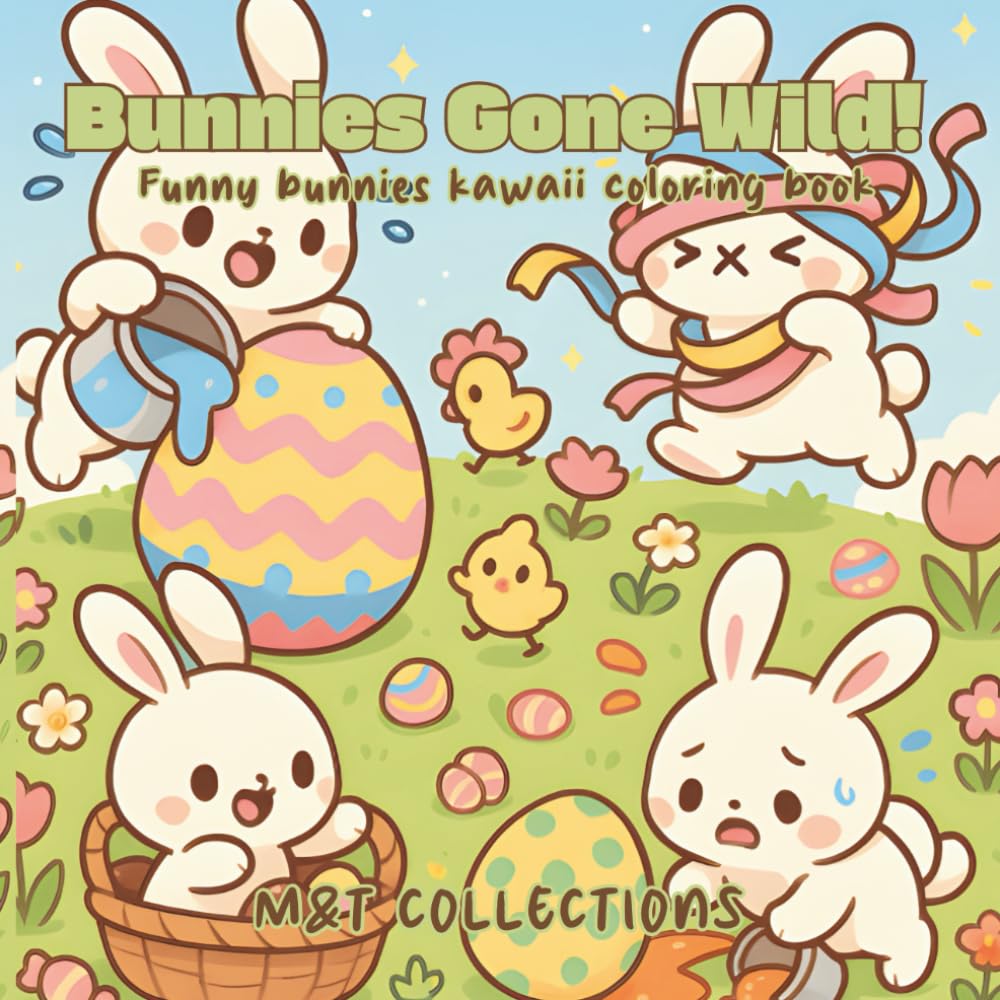 Bunnies Gone Wild!: Funny Easter kawaii coloring pages for kids and adults