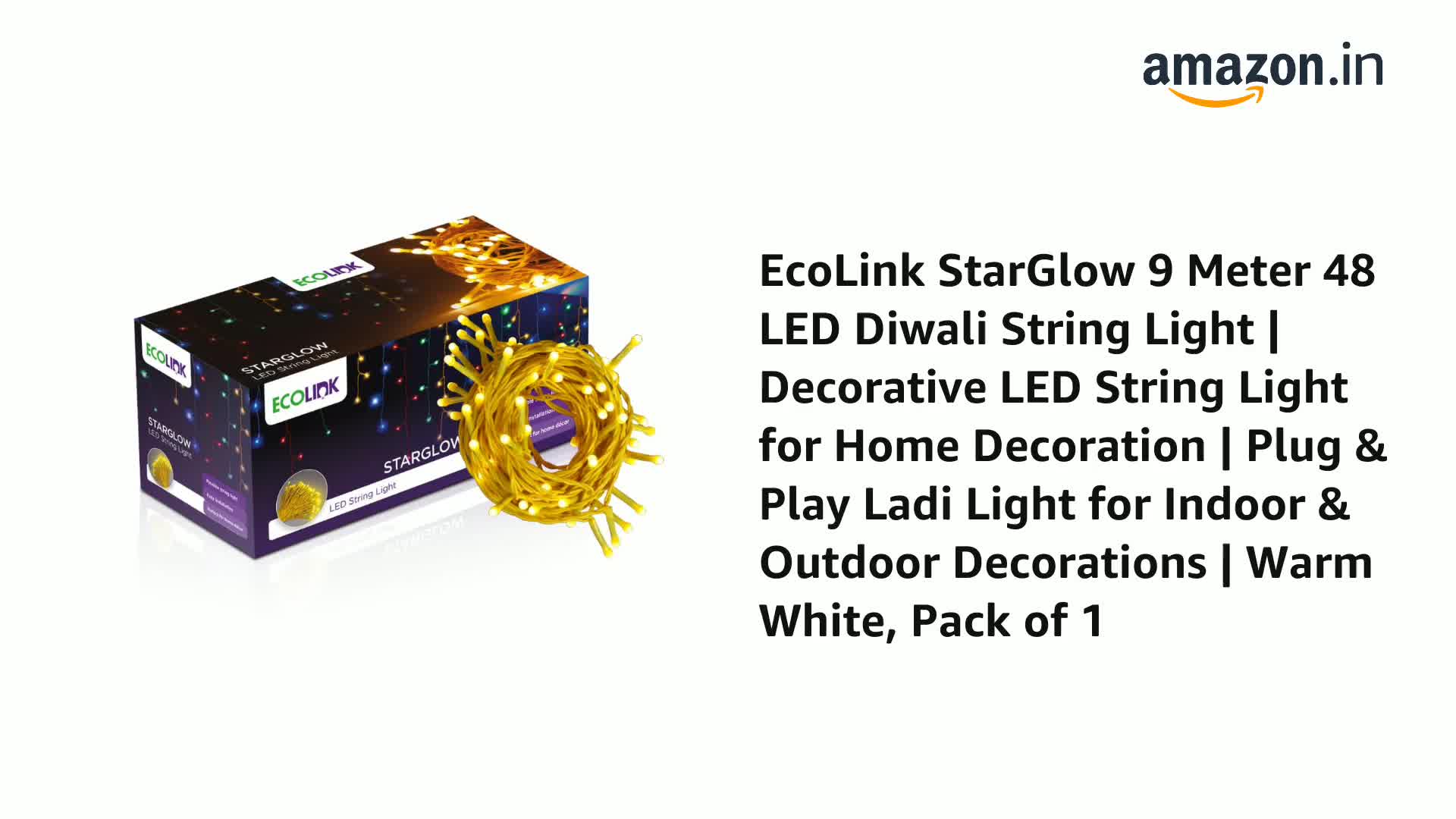 Buy EcoLink StarGlow 9 Meter 48 LED Diwali String Light
