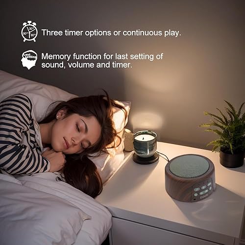 Miniatura 4 de Máquina de ruido blanco - Máquina de sonido para dormir con temporizador de sonidos relajantes y función de memoria para dormir y relajación,