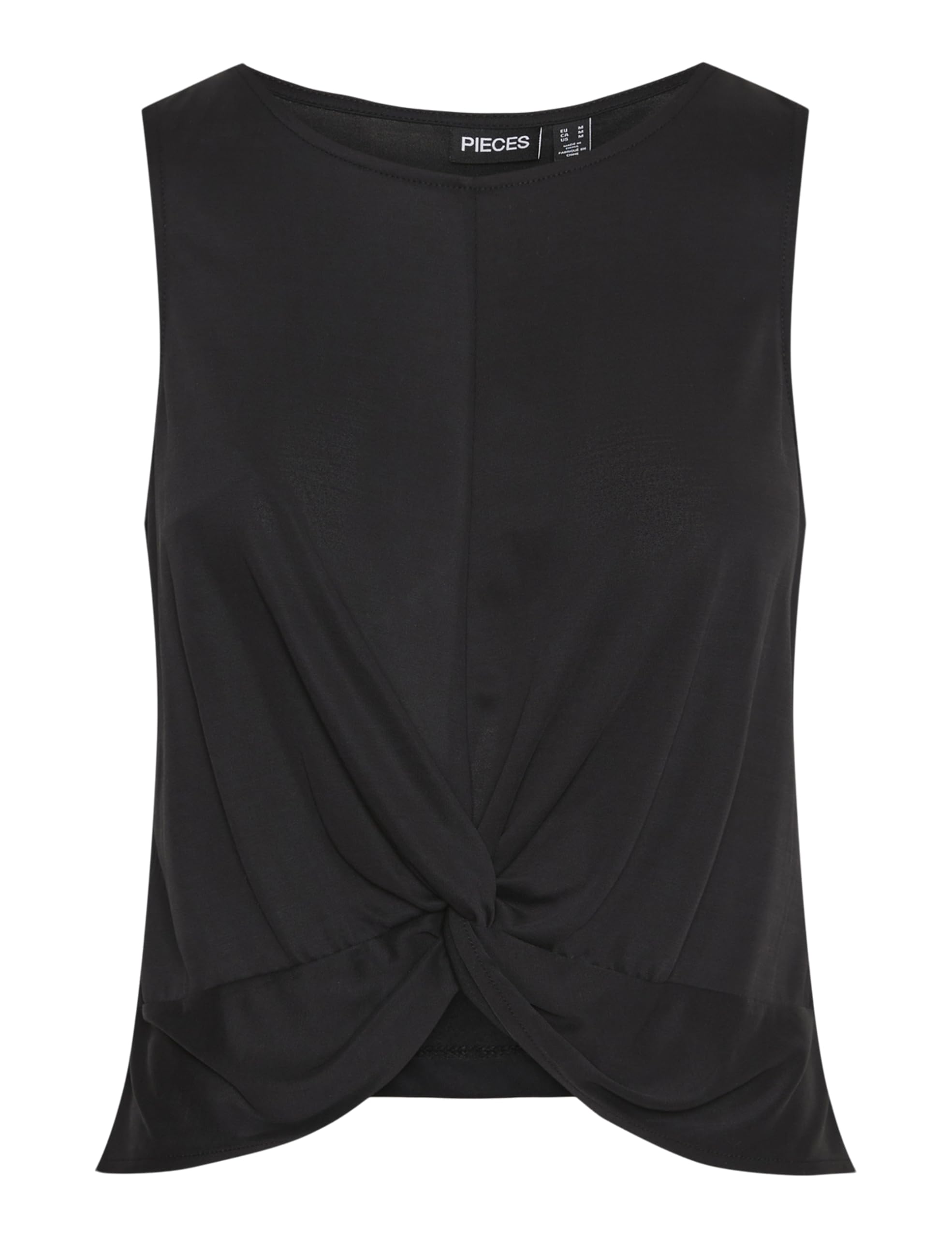 PIECES Women's Pcanora SL Knot Top BC Tank Top, Black, L