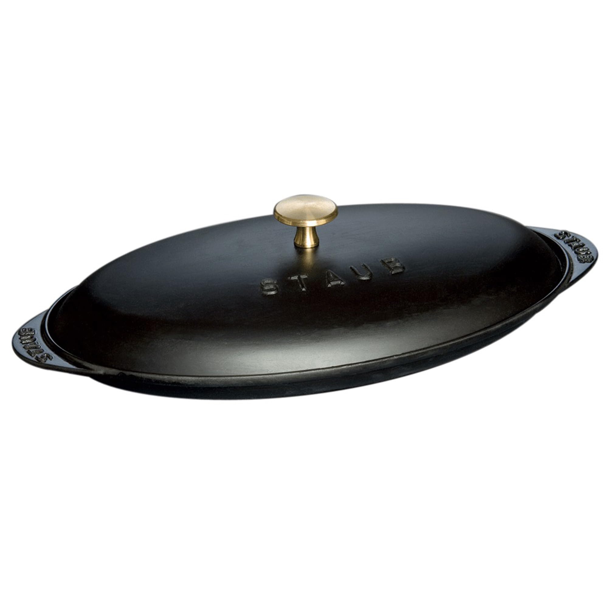 Staub 1332125 - Fuente ovalada para pescado con tapa, color negro mate, tamaño 31 cm